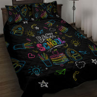 Back To School New Year New Chapter Quilt Bed Set Colorful Neon Chalkboard Doodle School Supplies