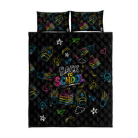 Back To School New Year New Chapter Quilt Bed Set Colorful Neon Chalkboard Doodle School Supplies