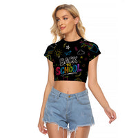 Back To School New Year New Chapter Raglan Cropped T Shirt Colorful Neon Chalkboard Doodle School Supplies