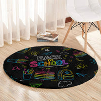 Back To School New Year New Chapter Round Carpet Colorful Neon Chalkboard Doodle School Supplies