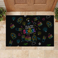 Back To School New Year New Chapter Rubber Doormat Colorful Neon Chalkboard Doodle School Supplies