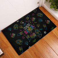 Back To School New Year New Chapter Rubber Doormat Colorful Neon Chalkboard Doodle School Supplies