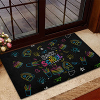 Back To School New Year New Chapter Rubber Doormat Colorful Neon Chalkboard Doodle School Supplies