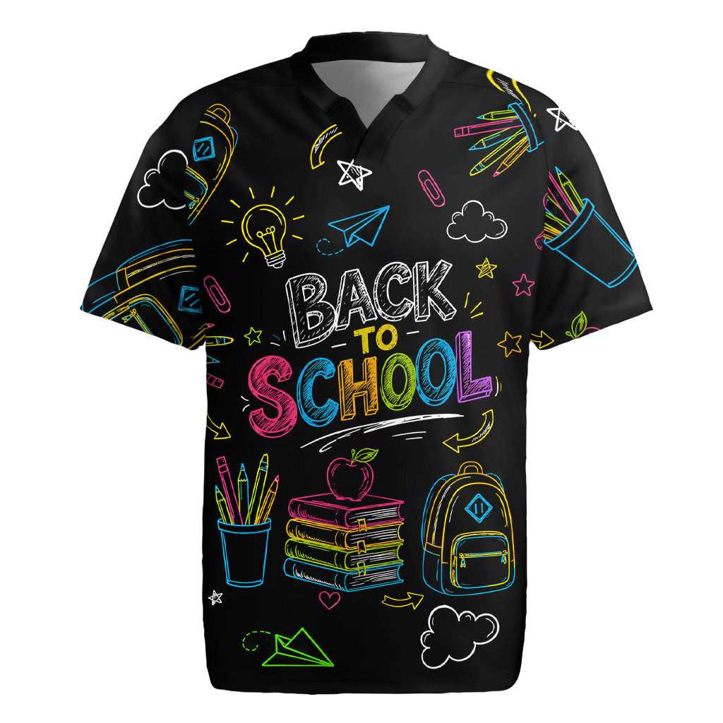 Back To School New Year New Chapter Rugby Jersey Colorful Neon Chalkboard Doodle School Supplies