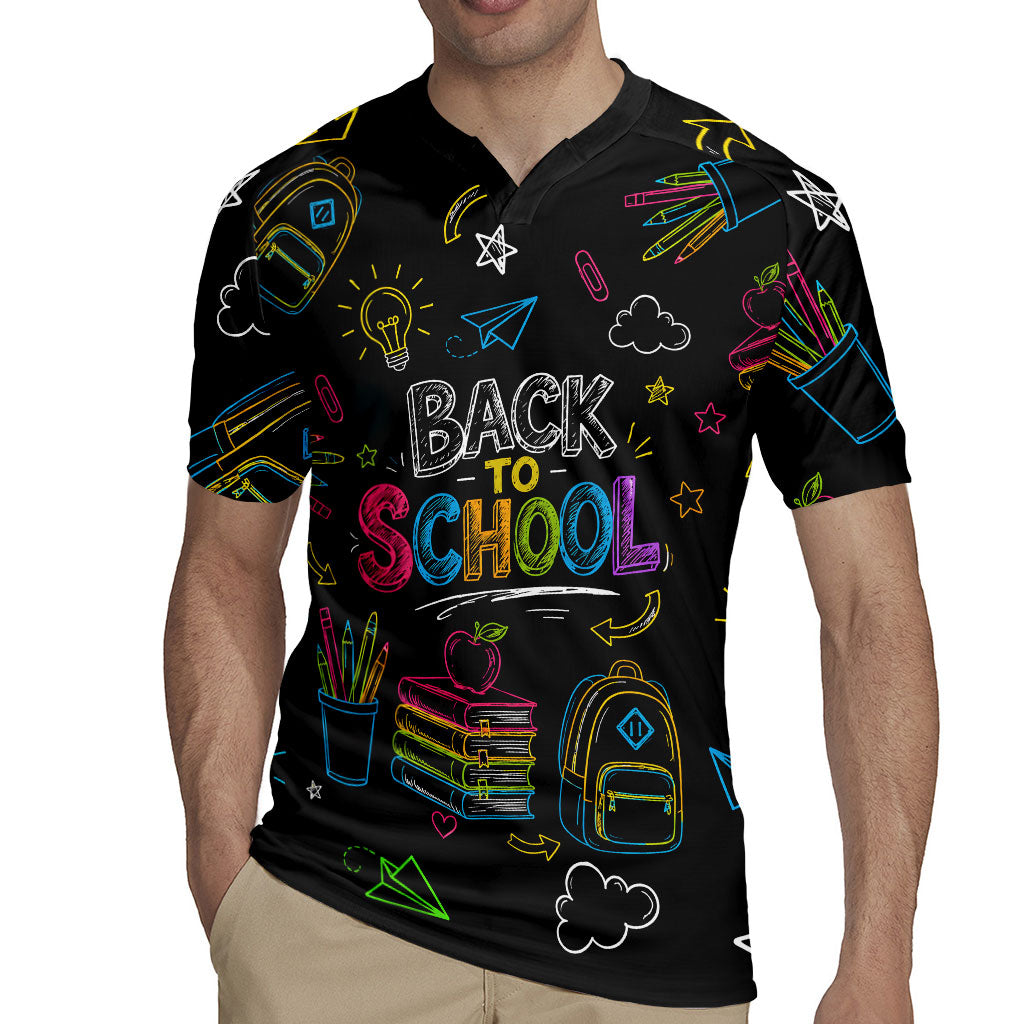 Back To School New Year New Chapter Rugby Jersey Colorful Neon Chalkboard Doodle School Supplies