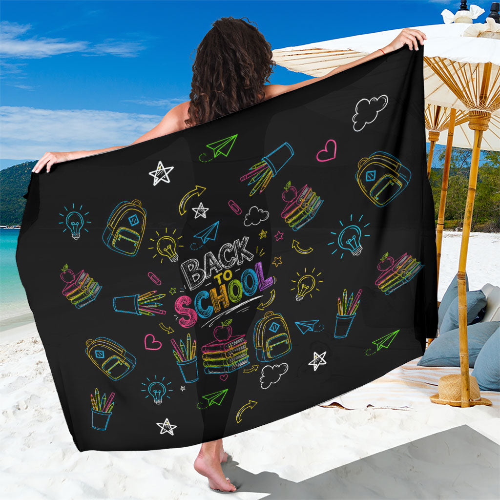 Back To School New Year New Chapter Sarong Colorful Neon Chalkboard Doodle School Supplies