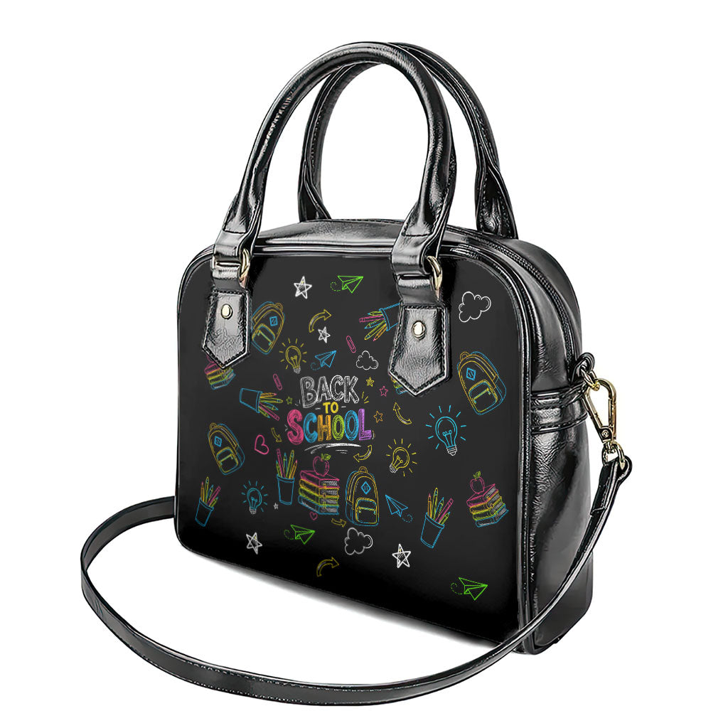 Back To School New Year New Chapter Shoulder Handbag Colorful Neon Chalkboard Doodle School Supplies