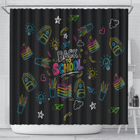 Back To School New Year New Chapter Shower Curtain Colorful Neon Chalkboard Doodle School Supplies