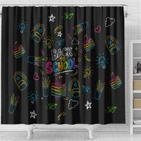 Back To School New Year New Chapter Shower Curtain Colorful Neon Chalkboard Doodle School Supplies