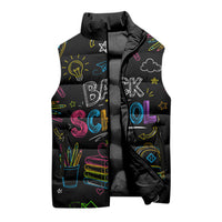Back To School New Year New Chapter Sleeveless Puffer Jacket Colorful Neon Chalkboard Doodle School Supplies