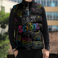 Back To School New Year New Chapter Sleeveless Puffer Jacket Colorful Neon Chalkboard Doodle School Supplies