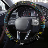 Back To School New Year New Chapter Steering Wheel Cover Colorful Neon Chalkboard Doodle School Supplies