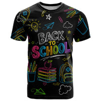 Back To School New Year New Chapter T Shirt Colorful Neon Chalkboard Doodle School Supplies