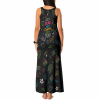 Back To School New Year New Chapter Tank Maxi Dress Colorful Neon Chalkboard Doodle School Supplies