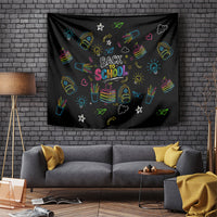 Back To School New Year New Chapter Tapestry Colorful Neon Chalkboard Doodle School Supplies