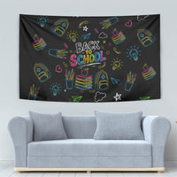 Back To School New Year New Chapter Tapestry Colorful Neon Chalkboard Doodle School Supplies
