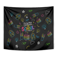 Back To School New Year New Chapter Tapestry Colorful Neon Chalkboard Doodle School Supplies