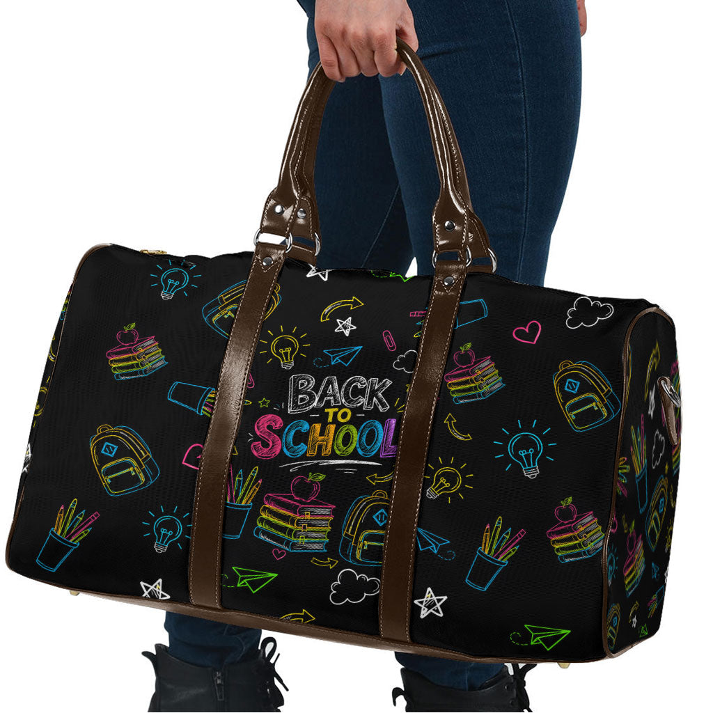 Back To School New Year New Chapter Travel Bag Colorful Neon Chalkboard Doodle School Supplies