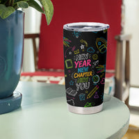 Back To School New Year New Chapter Tumbler Cup Colorful Neon Chalkboard Doodle School Supplies