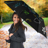 Back To School New Year New Chapter Umbrella Colorful Neon Chalkboard Doodle School Supplies