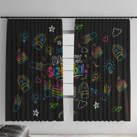 Back To School New Year New Chapter Window Curtain Colorful Neon Chalkboard Doodle School Supplies