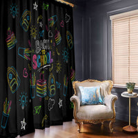 Back To School New Year New Chapter Window Curtain Colorful Neon Chalkboard Doodle School Supplies