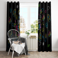 Back To School New Year New Chapter Window Curtain Colorful Neon Chalkboard Doodle School Supplies