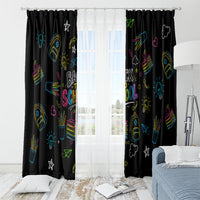 Back To School New Year New Chapter Window Curtain Colorful Neon Chalkboard Doodle School Supplies