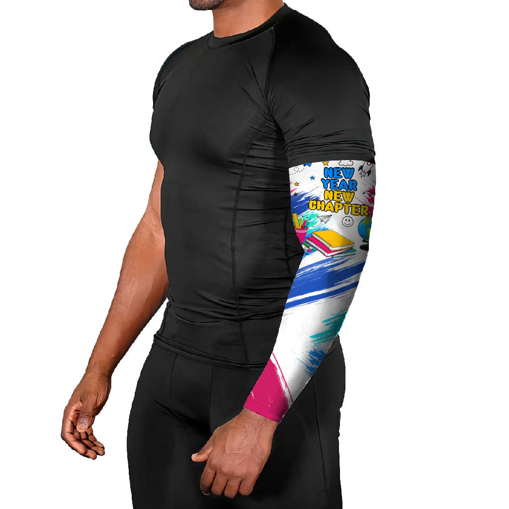 Back To School Arm Sleeves New Year New Chapter Colorful Paint Splatter