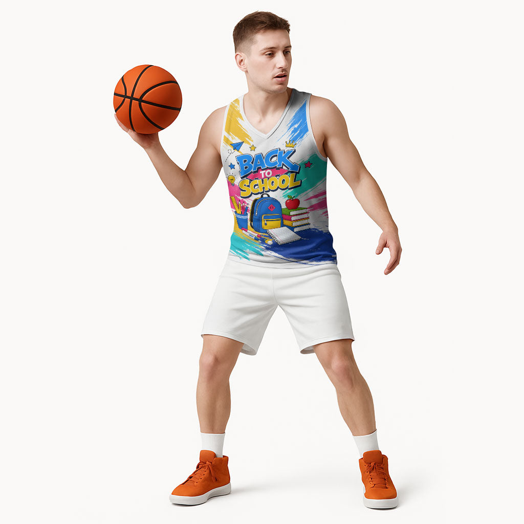 Back To School Basketball Jersey New Year New Chapter Colorful Paint Splatter