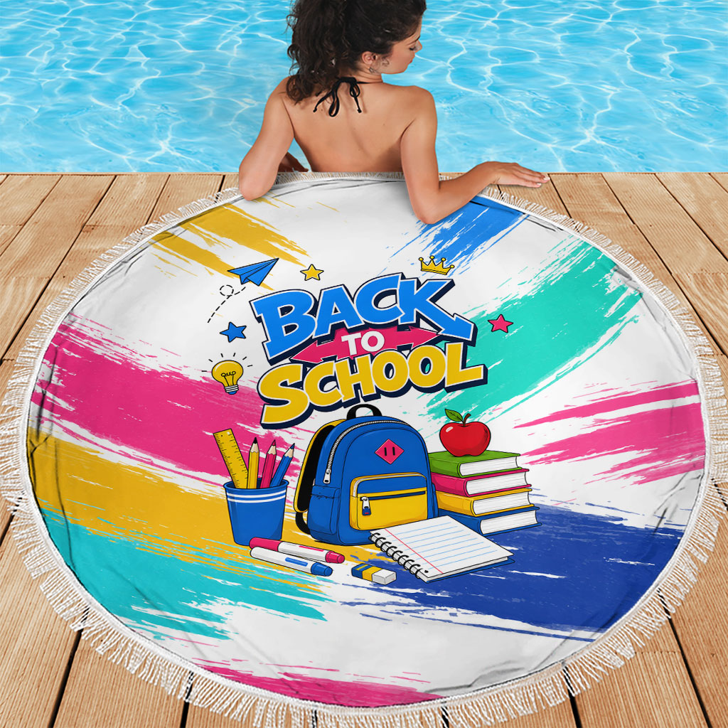 Back To School Beach Blanket New Year New Chapter Colorful Paint Splatter