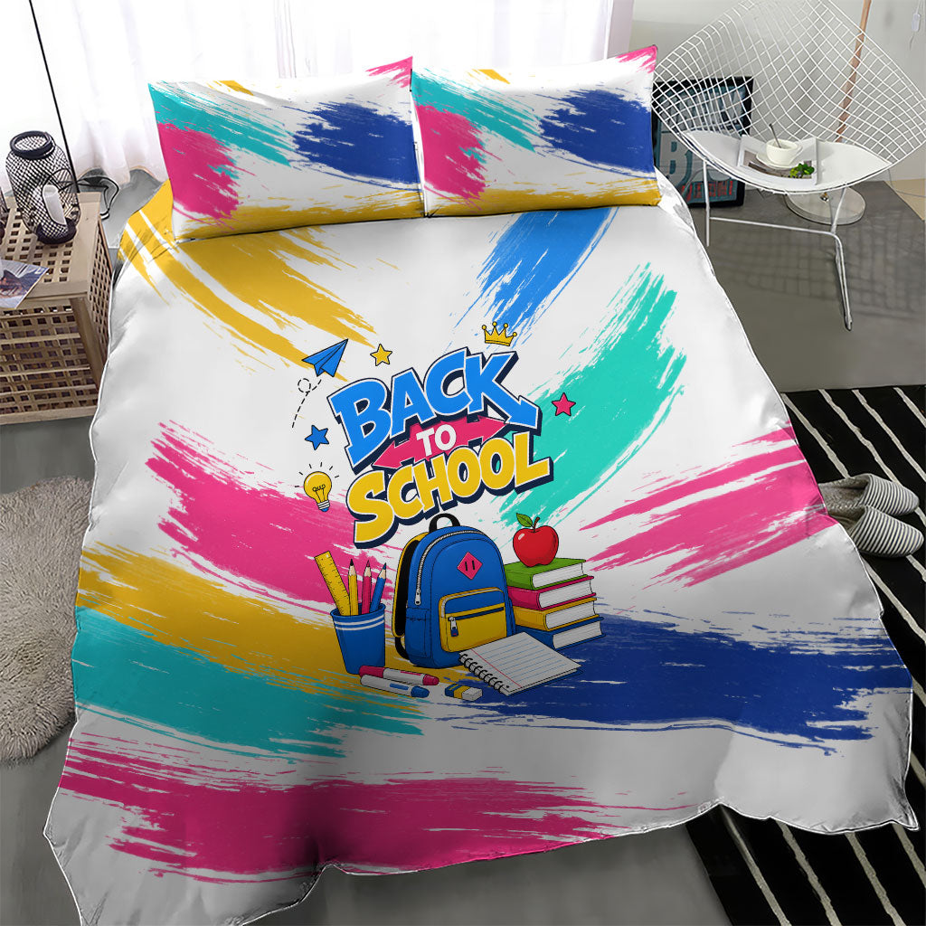 Back To School Bedding Set New Year New Chapter Colorful Paint Splatter