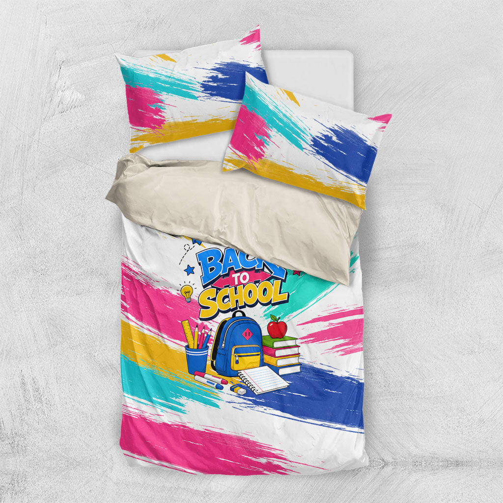 Back To School Bedding Set New Year New Chapter Colorful Paint Splatter