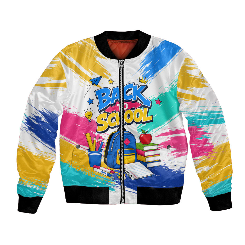 Back To School Bomber Jacket New Year New Chapter Colorful Paint Splatter