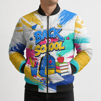 Back To School Bomber Puffer Jacket New Year New Chapter Colorful Paint Splatter