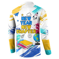 Back To School Button Sweatshirt New Year New Chapter Colorful Paint Splatter