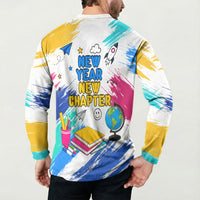 Back To School Button Sweatshirt New Year New Chapter Colorful Paint Splatter