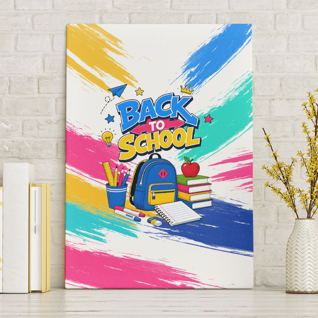 Back To School Canvas Wall Art New Year New Chapter Colorful Paint Splatter