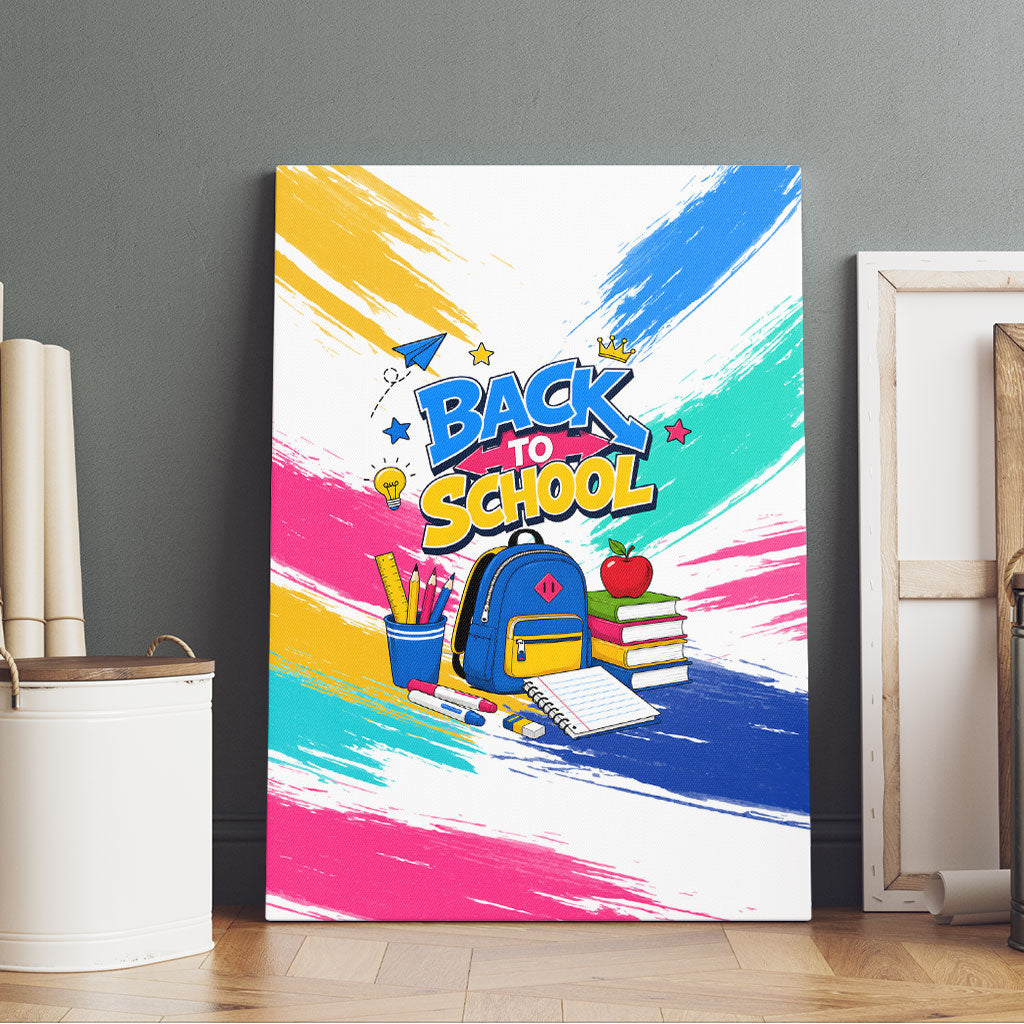 Back To School Canvas Wall Art New Year New Chapter Colorful Paint Splatter