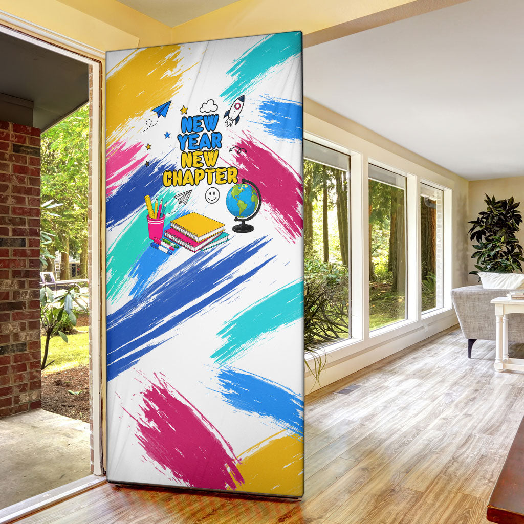 Back To School Door Cover New Year New Chapter Colorful Paint Splatter