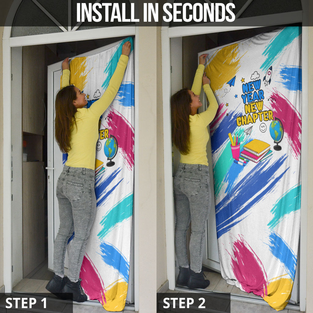Back To School Door Cover New Year New Chapter Colorful Paint Splatter