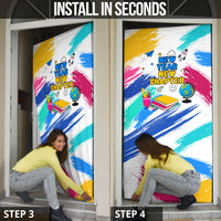 Back To School Door Cover New Year New Chapter Colorful Paint Splatter