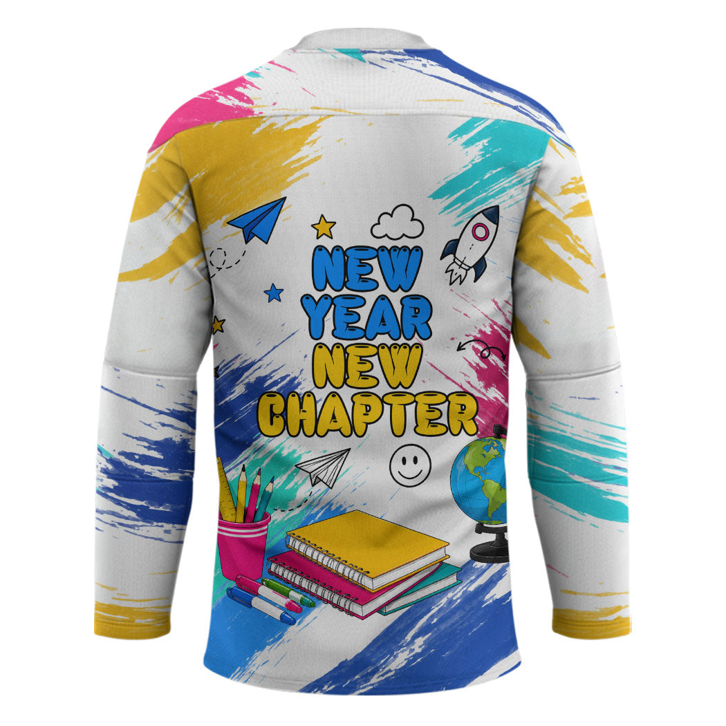 Back To School Hockey Jersey New Year New Chapter Colorful Paint Splatter