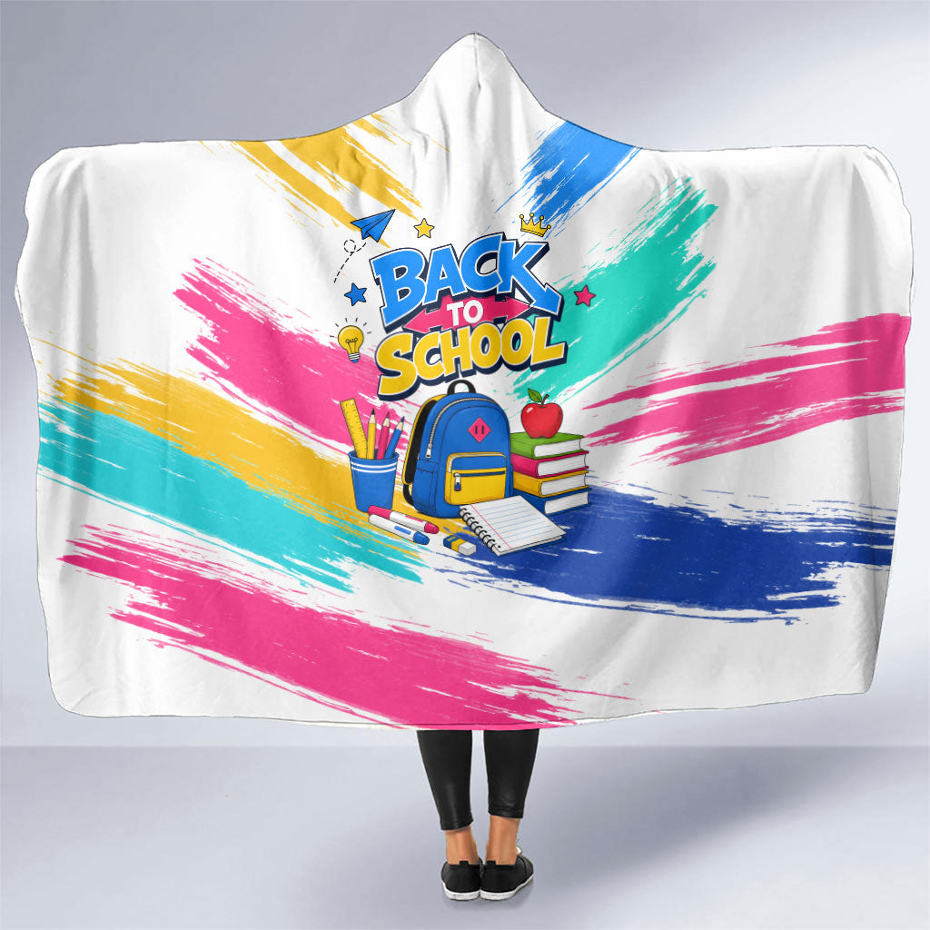 Back To School Hooded Blanket New Year New Chapter Colorful Paint Splatter