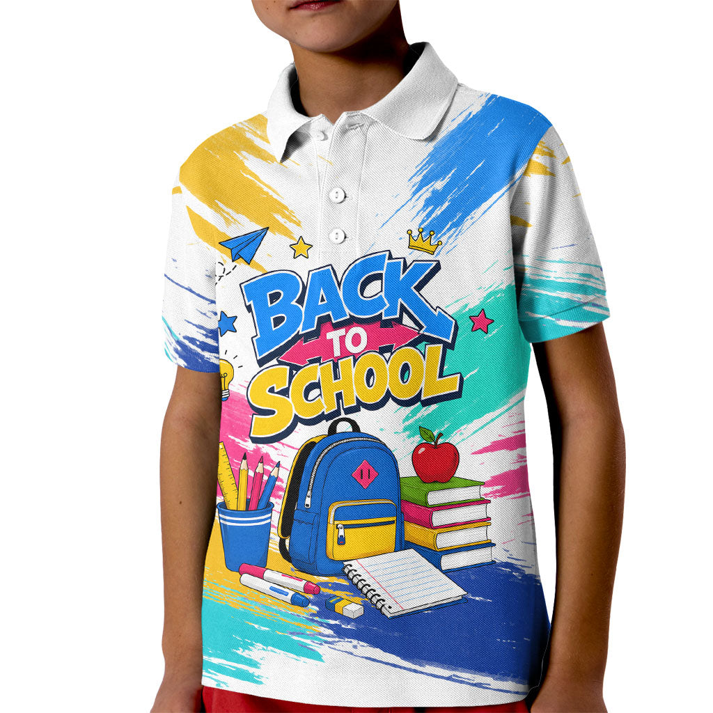 Back To School Kid Polo Shirt New Year New Chapter Colorful Paint Splatter