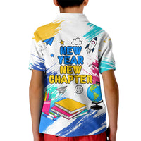 Back To School Kid Polo Shirt New Year New Chapter Colorful Paint Splatter