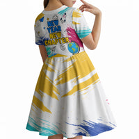 Back To School Kid Short Sleeve Dress New Year New Chapter Colorful Paint Splatter