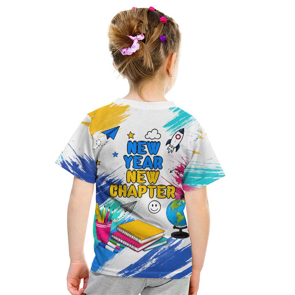 Back To School Kid T Shirt New Year New Chapter Colorful Paint Splatter