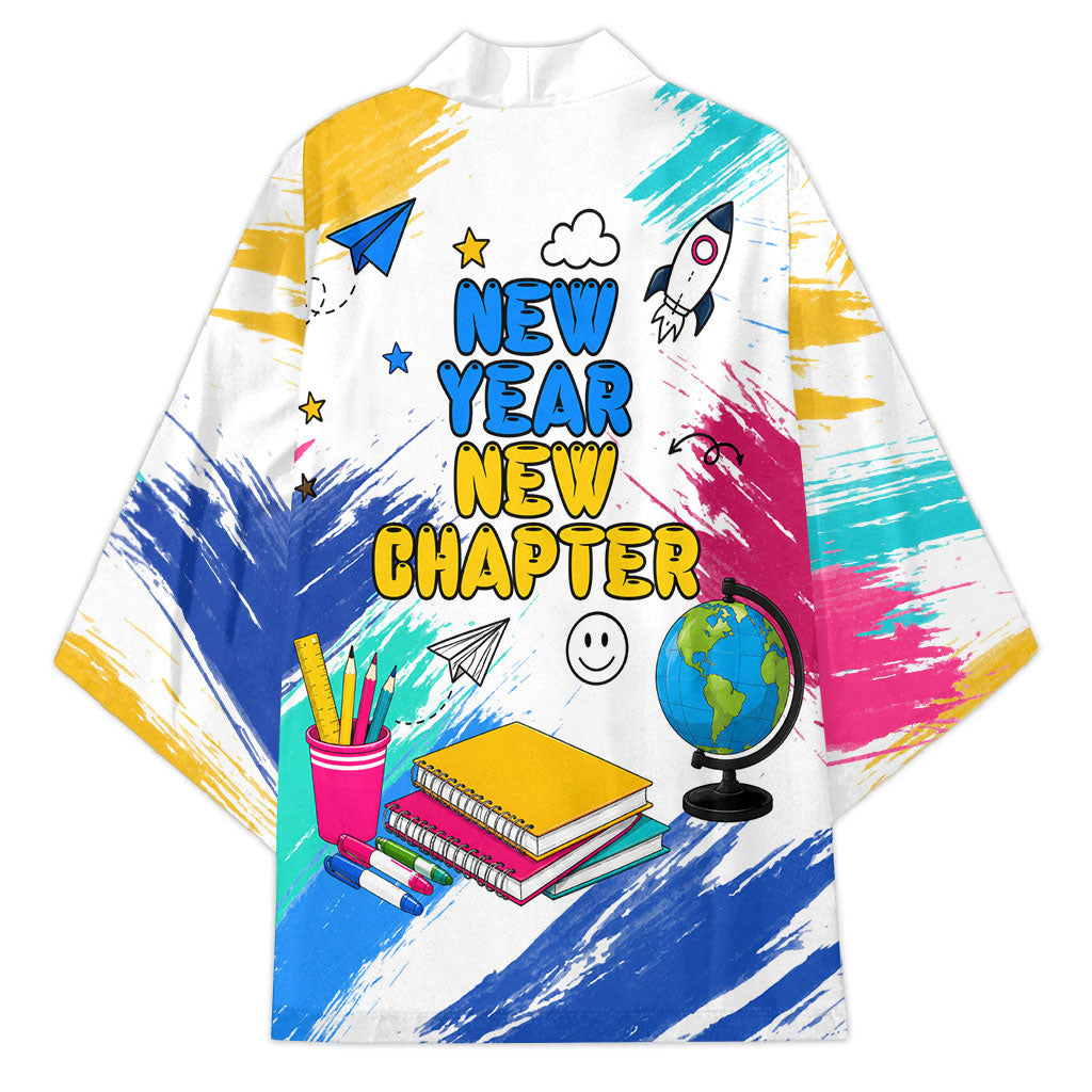 Back To School Kimono New Year New Chapter Colorful Paint Splatter