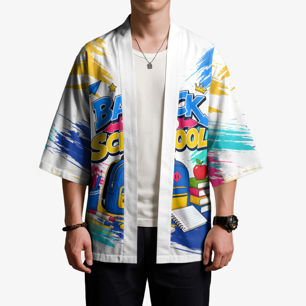 Back To School Kimono New Year New Chapter Colorful Paint Splatter